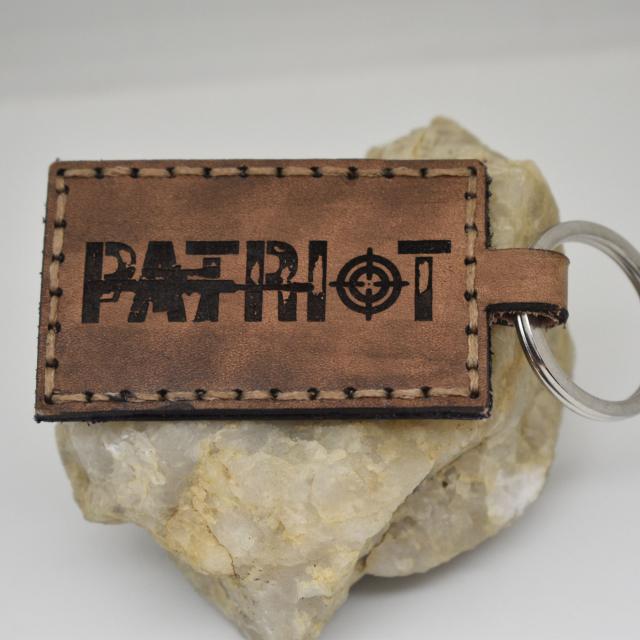 American Flag Patriot 2nd Amendment Gun Leather Keychain